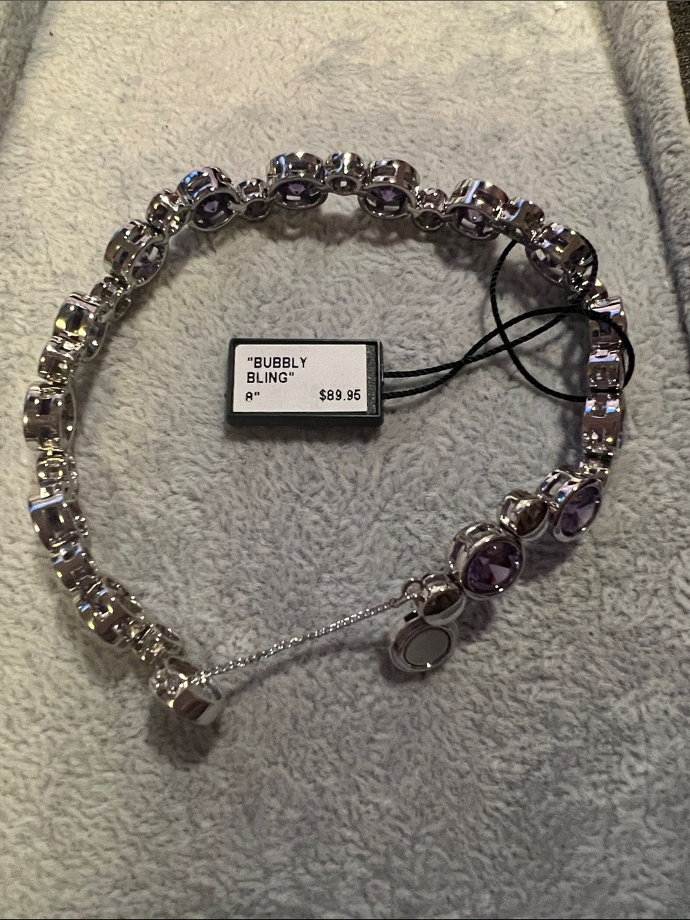 Bubbly Bling Silver Bracelet with Lavender cubic zirconia